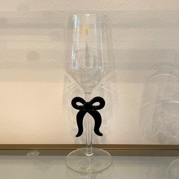 Black Bow Wine Glass Set of 2 Holiday Glam Barware NEW - Picture 4 of 10